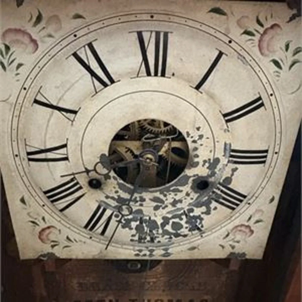 Antique Seth Thomas Ogee Shelf Clock Reverse Painted Tablet Burl Columns As Is